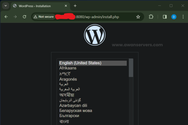 Install WordPress - www.awanservers.com