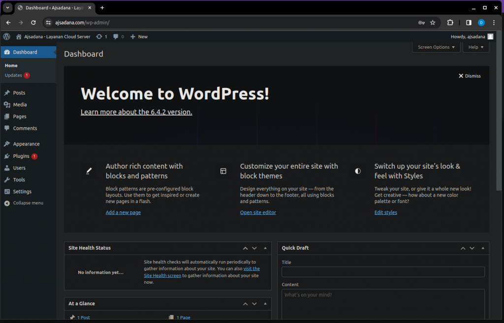 Instalasi WordPress Selesai