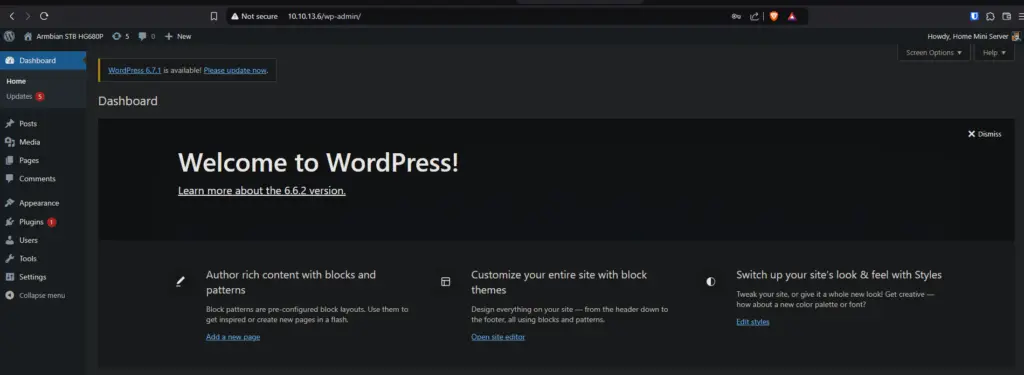 Dashboard WordPress