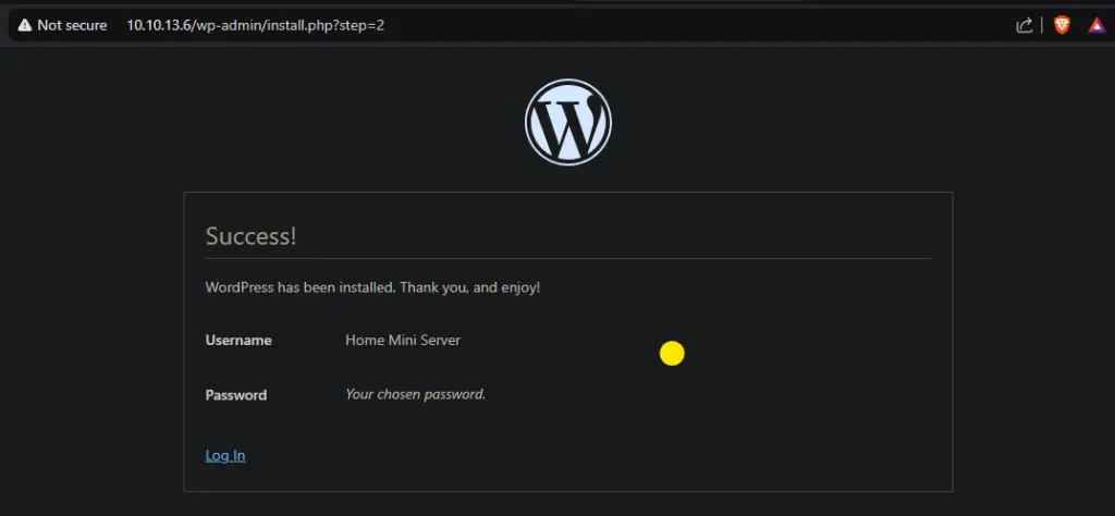 Instalasi WordPress di STB HG680P Berhasil