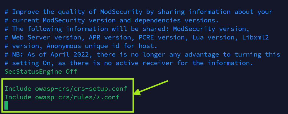 Mengaktifkan Rule OWASP CRS